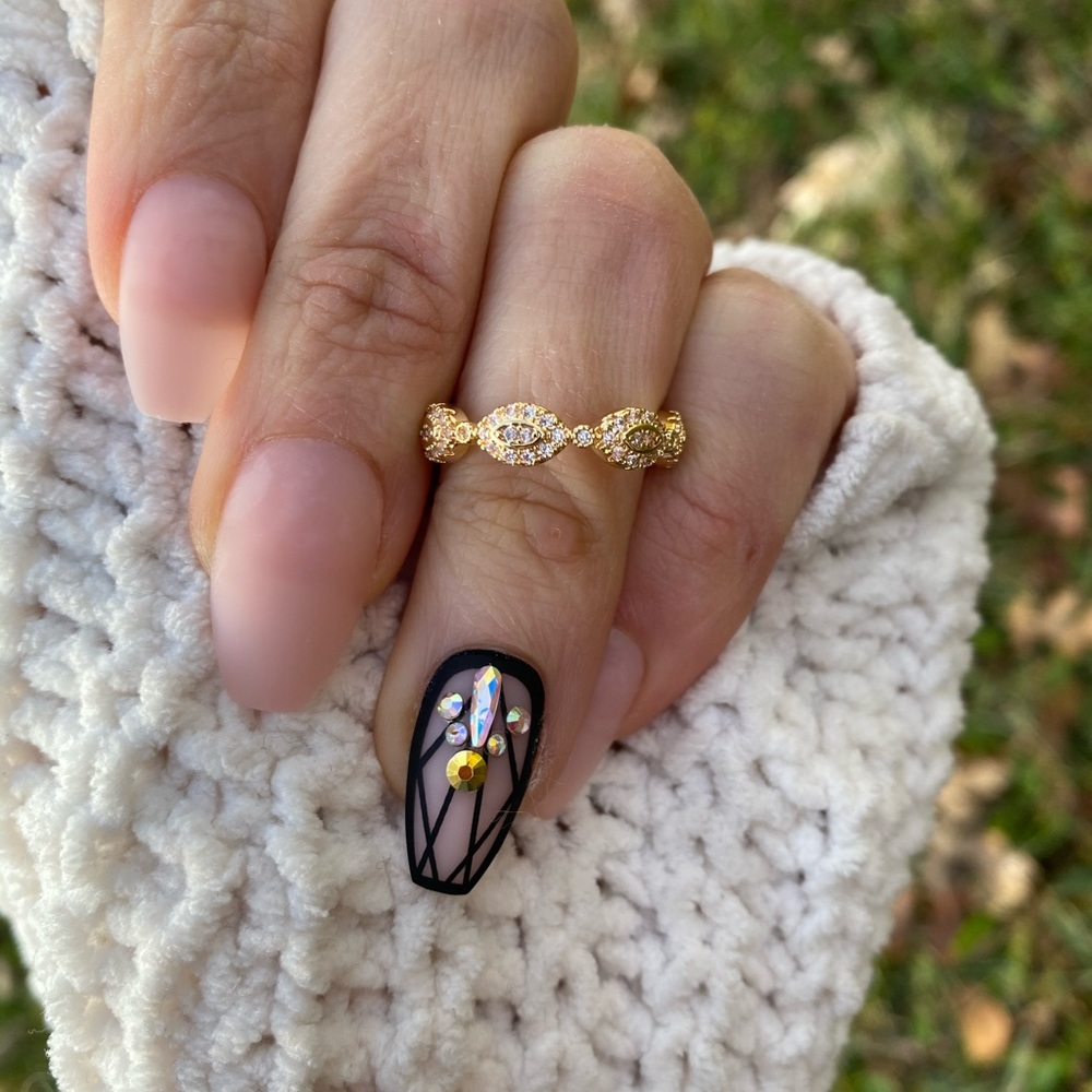 18k Yellow Gold Plated Ring White Sapphire - Picture 13 of 13